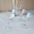 Vintage West Virginia Iridescent Mcm Martini Barware Set     Ripple Glass Design