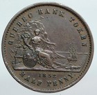 1852 Canada Quebec Bank Token Historic Antique Vintage Half Penny Coin I90348