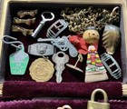 Mixed Vintage Junk Drawer Altered Art Lot Kokeshi Doll Pocket Knives Etc Read