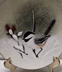 Vintage Norman Brumm Painted Chickadee Enamel On Copper 6  Plate 