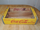 Vintage  drink Coca Cola In Bottles  Advertising Wood Crate Holds 4 Carriers