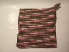 Hand Crocheted  2  X-large Potholders Or Trivets Pinks Brown Tones 