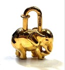 Hermes Cadena Padlock Elephant Gold Lock Bag Charm Pendant Keyholder Authentic