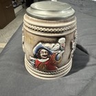 Antique Beyer German Beer Stein West Germany Hand Painted 16cm Pewter Lid
