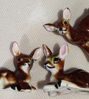 Vintage Miniature Bone China Deer Fawn Figurines Big Eyes Set Lot Of 3   2 More