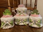 Diaper Cake Trio Princess-frog Theme Baby Shower  Gift  Centerpiece