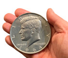 Metal Jumbo 3  Kennedy Half Dollar Coin Finale Misers Dream Prop Gimmick Big