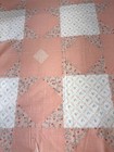 Peach Pink Quilt Top Geometric Star Pattern 19 x 44  Cotton Fabric Gorgeous