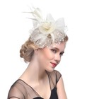 Women Feather Mesh Flower Fascinator Hat Headband Clip Wedding Tea Party