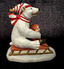 Vintage Pierre Le Bear And Me  the New Sled  Porcelain Figurine By Beth Barton