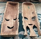 Pair Of Large 27    Hand-carved Tribal Wooden Masks-west African Ghana Wall Decor