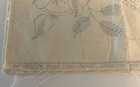 Vtg American Thread Co Linen Floral Table Dresser Scarf S800 Stamped Embroidery