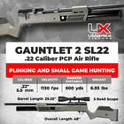 Umarex Gauntlet 2 Sl22  22 Cal Pcp  Side Lever Air Rifle W pellets targets scope