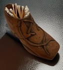Antique Hand Carved Wooden Shoe Boot Match Holder   Striker Treen Folk Art