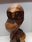 Vintage American Folk Art Carved Wooden Owl One Piece Wood name Stamp On Bottom 