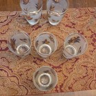 Set Of 6 Vintage Frosted Glass Drinking Tumblers Gold Leaf Pattern Decor