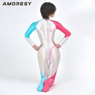 Amoresy Women Glitter One-piece Jumpsuits Long-sleeve Patchwork Diving Swimwears