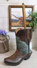 Rustic Vintage Southwestern Turquoise Lace Patterns Faux Tooled Leather Cowboy B