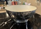 Vintage Silver-plated Sculpted Bird And Bamboo Bowl With Frosted Glass Insert