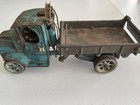 Vintage Arcade Cast Iron Blue T-bar Dump Truck