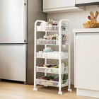 5 Tiers Rolling Metal Cart Shelf Utility Storage Organizer Kitchen Trolley Rack