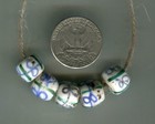 African Trade Beads Vintage Antique Venetian Old Glass White Fancy Ribbon Beads