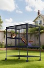 Metal Small Animal Cages  Rolling Chinchilla Cage With Removable Ramps  Black