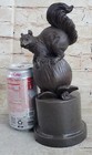 Squirrel On Acorn Bronze Metal Sculpture Statue Figure Wildlife Decor 9  X 4 