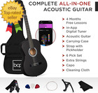 38in Beginner All Wood Acoustic Guitar Starter Kit W gig Bag  6 Picks  Nylon Str