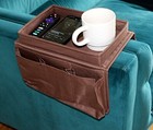 Armchair Remote Control Holder Snack Sofa Arm Rest Organizer Caddy Table Brown