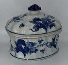 Chinese Blue   White Porcelain Lidded Jar With Floral Design