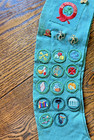 1950s Girl Scout Sash Merit Badges Pins Locket Clip Handbook Troop 6