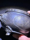        Antique Bronze Scholar Censer Pot With Dragon Head   Signed