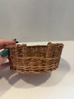 Vintage Set Of 2 Small Round Wicker Baskets 6    Diameter Marked Hungary