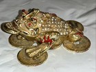 Vintage Brass Frog   Toad Hinged Trinket Box   Ashtray  read  5    Long