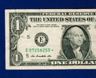 2013  1 Replacement  star  Note     Fancy S n 07258255    Ink Error     Circulated