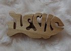 Vtg Wood Carving Of Word Jesus Brooch  2 Religious Brooch  More