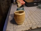 Vintage Royal Copley Pottery Ceramic Girl Leaning On A Barrel Planter Mcm