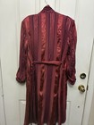 Vintage Hollywood Robe Red Striped Silk Dressing Gown Mid Century Lounge Belted