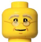       new Lego Male Minifigure Minifig Head Face Glasses Elderly Smile  2