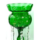 Antique Pair Victorian Bohemian Emerald Glass Mantle Lusters With Prisms