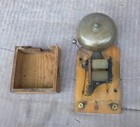 Antique Wood Extension Ringer Bell Box Stamped H-oval Logo    4 Cast Frame
