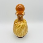 Art Glass Perfume Bottle With Stopper Amber Swirl With Gold Flakes