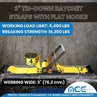 5 Pk 3  X 30  Heavy Duty Ratchet Tie Down Strap W flat Hook Wll 5400 Lbs Yellow