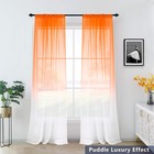 Orange Curtains 63 Inch Length For Living Room  Rod Pocket Voile Ombre Curtains