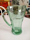 Vintage Coca Cola Coke Green Heavy Drinking Glass 16 Oz  With Handle