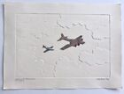 Herb Fichter Signed Le Etching Ww2 P-51 Escorting B-17 Home   Orig Etched Plate
