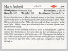 Mario Andretti Signed 1991 Corvette Set Trading Card Indy Racing  84