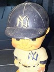 Vintage 1960s Yankees Ceramic Bobblehead Nodder Figure Orange Square Base
