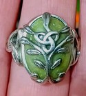 Irish Connemara Marble In Platinum sterling Silver Trinity Knot Ring 11ctw Sz 8